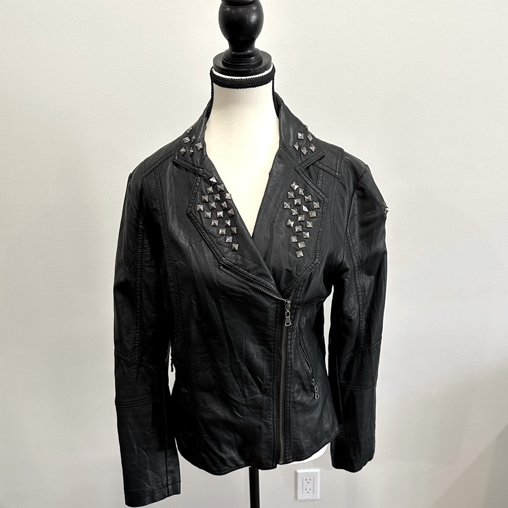 Studded Black Faux Leather Jacket